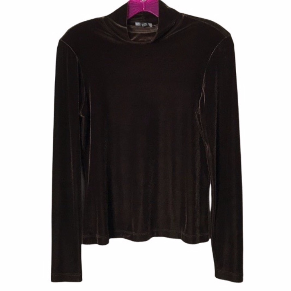BCBG Max Azria Chocolate Brown Stretch Velvet Top